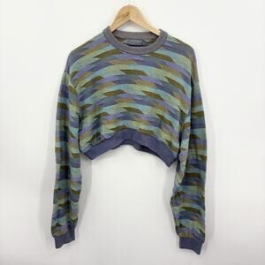 Vintage Sweater Large 3D Knit Cropped Indie Southwest Aztec 90s Y2K Geometric